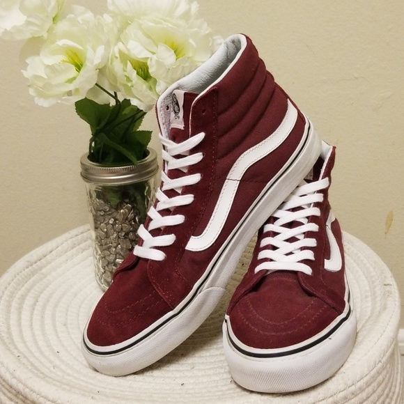 maroon high top vans outfit